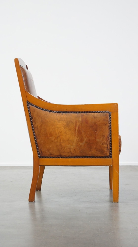 Image 1 of Sheep Leather Art Deco Design Armchair
