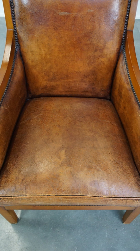 Image 1 of Sheep Leather Art Deco Design Armchair