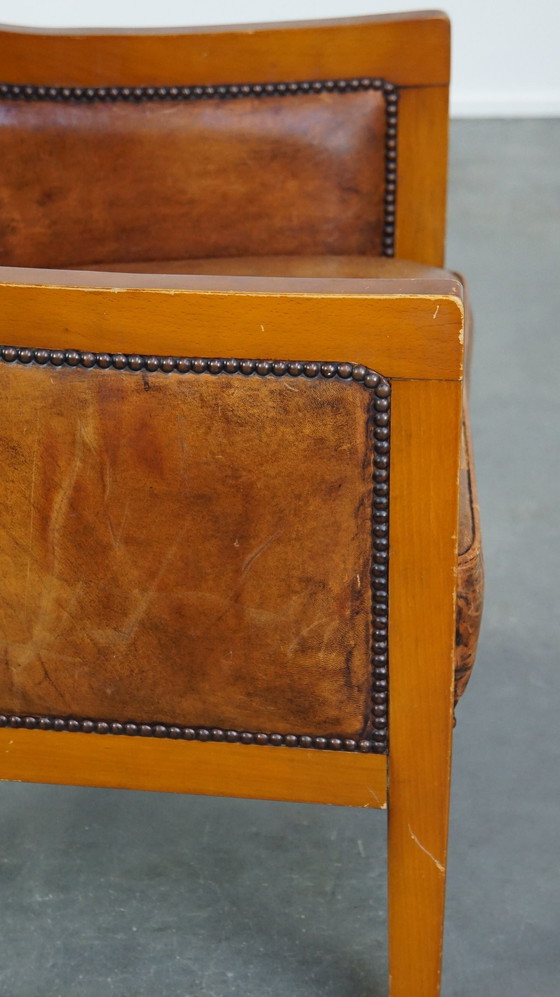 Image 1 of Sheep Leather Art Deco Design Armchair