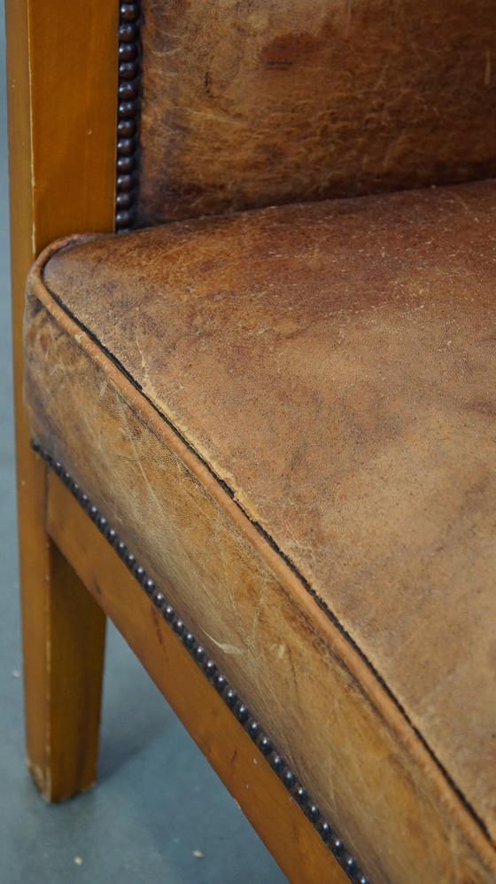 Image 1 of Sheep Leather Art Deco Design Armchair