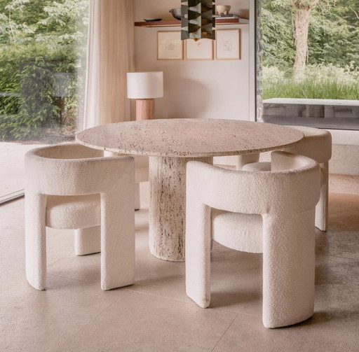 Furnified Travertine Dining Table