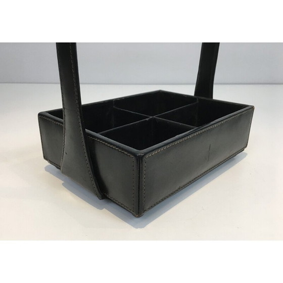 Image 1 of Set da scrivania vintage in pelle di Jacques Adnet, 1950