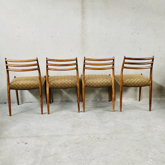 Image 1 of 4 x Chaises de salle à manger en bois de rose Niels O. Møller modèle 78 de J.L. Møller Möbelfabrik, Danemark 1962