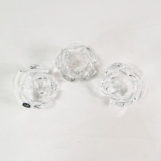 Image 1 of Set of 3 vintage crystal candle holders for Royal Copenhagen, Denmark 1980