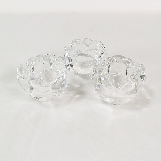 Image 1 of Set of 3 vintage crystal candle holders for Royal Copenhagen, Denmark 1980