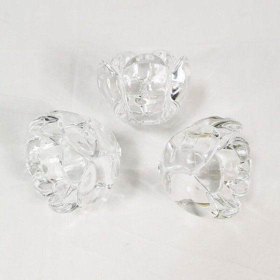Image 1 of Set of 3 vintage crystal candle holders for Royal Copenhagen, Denmark 1980