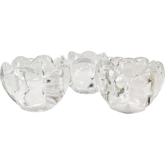 Image 1 of Set of 3 vintage crystal candle holders for Royal Copenhagen, Denmark 1980