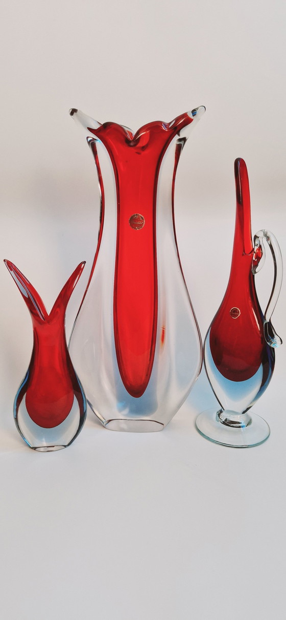 Image 1 of 60'S Flavio Poli For Seguso Murano Glass Vases 