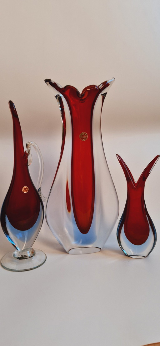 60'S Flavio Poli For Seguso Murano Glass Vases 