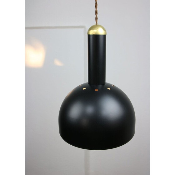 Image 1 of Vintage black and brass pendant lamp