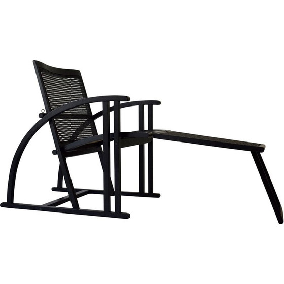 Image 1 of Vintage Arc de Pascal chair in black lacquered wood for Pamco Triconfort, 1983