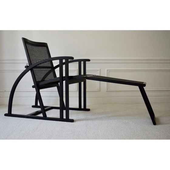Image 1 of Vintage Arc de Pascal chair in black lacquered wood for Pamco Triconfort, 1983