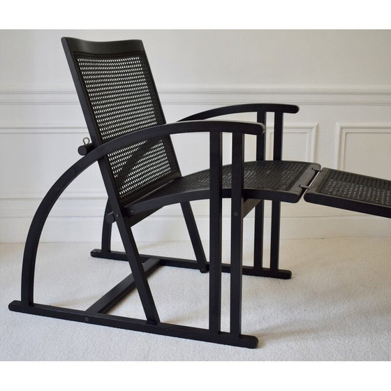 Image 1 of Vintage Arc de Pascal chair in black lacquered wood for Pamco Triconfort, 1983