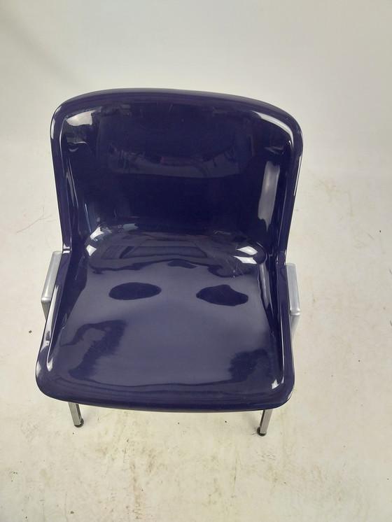 Image 1 of 1 x tecno Italy 1980's plastic and aluminum chair. Blue