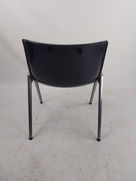 Image 1 of 1 x tecno Italy 1980's plastic and aluminum chair. Blue