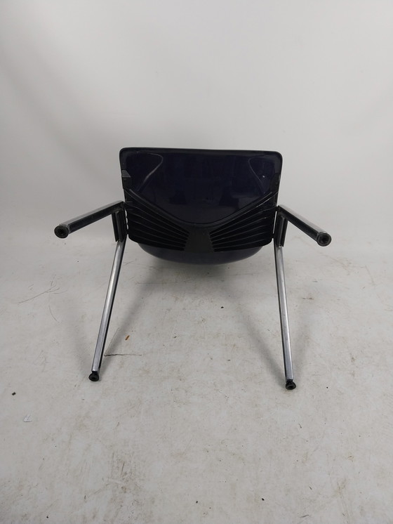 Image 1 of 1 x tecno Italy 1980's plastic and aluminum chair. Blue