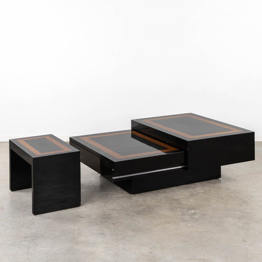 Lacquered Coffee Table With Matching Side Table