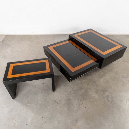 Lacquered Coffee Table With Matching Side Table