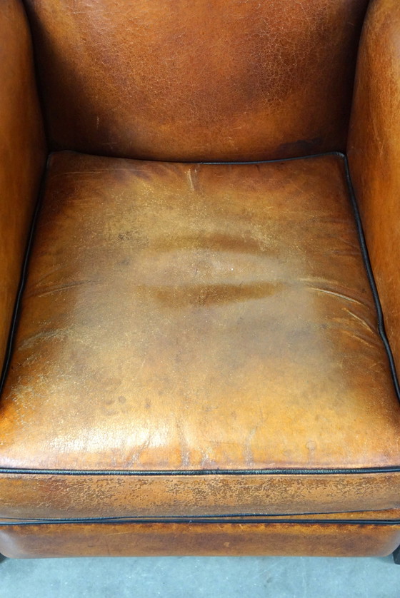 Image 1 of Ensemble de deux fauteuils design en cuir de mouton de style Art Déco