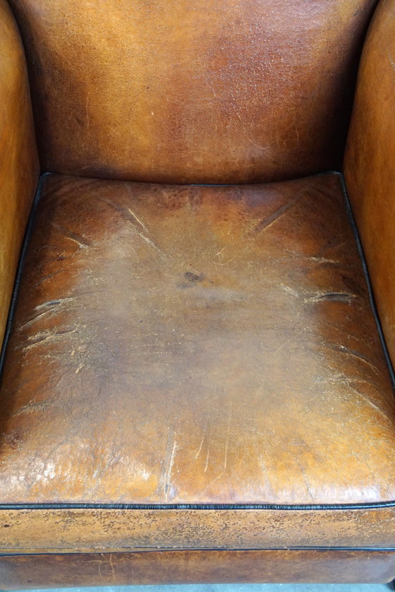 Image 1 of Set of two sheep leather Art Deco style designer armchairs