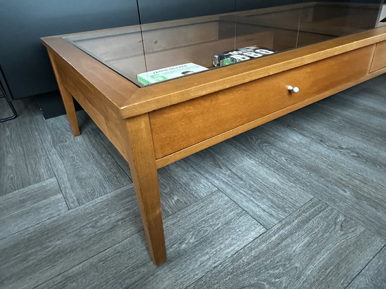 Image 1 of Coffee Table With Glass Plate & Drawers