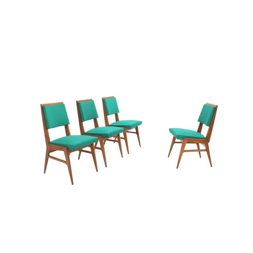 Set of 4 mid century French dining chairs, 1950s