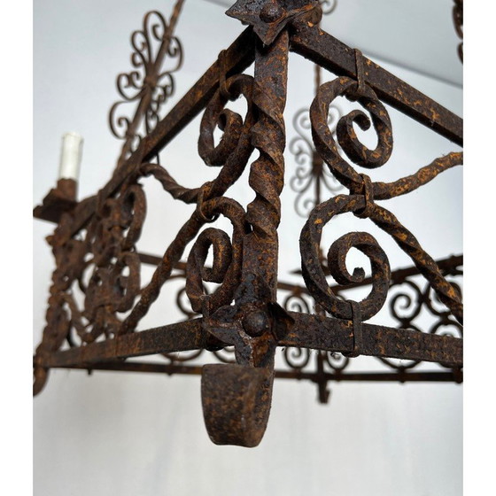 Image 1 of Vintage wrought iron chandelier with 8 lights, 19940