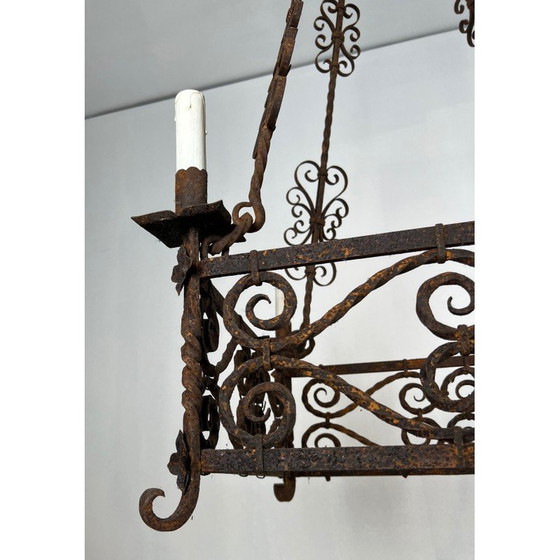 Image 1 of Vintage wrought iron chandelier with 8 lights, 19940