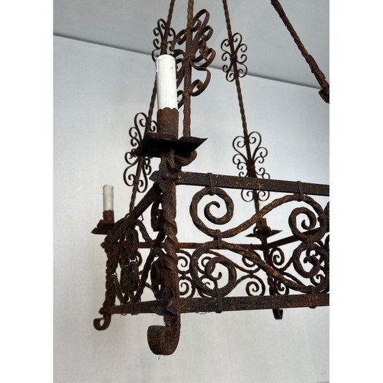 Image 1 of Vintage wrought iron chandelier with 8 lights, 19940