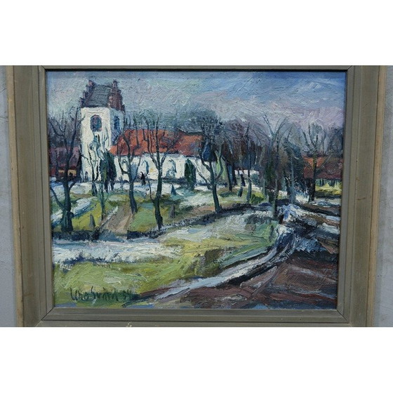 Image 1 of Dipinto a olio vintage svedese di paesaggio di Uno Svärd, 1954
