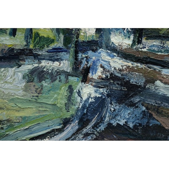 Image 1 of Dipinto a olio vintage svedese di paesaggio di Uno Svärd, 1954