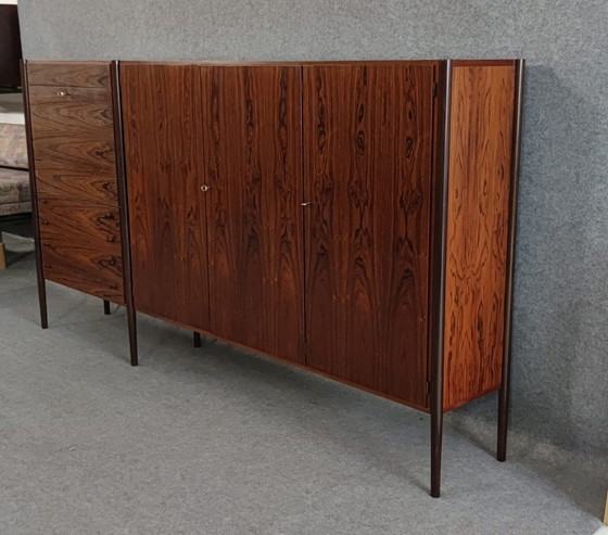 Image 1 of Highboard rosewood Mid - Century design sideboard chest of drawers 60s vintage teak