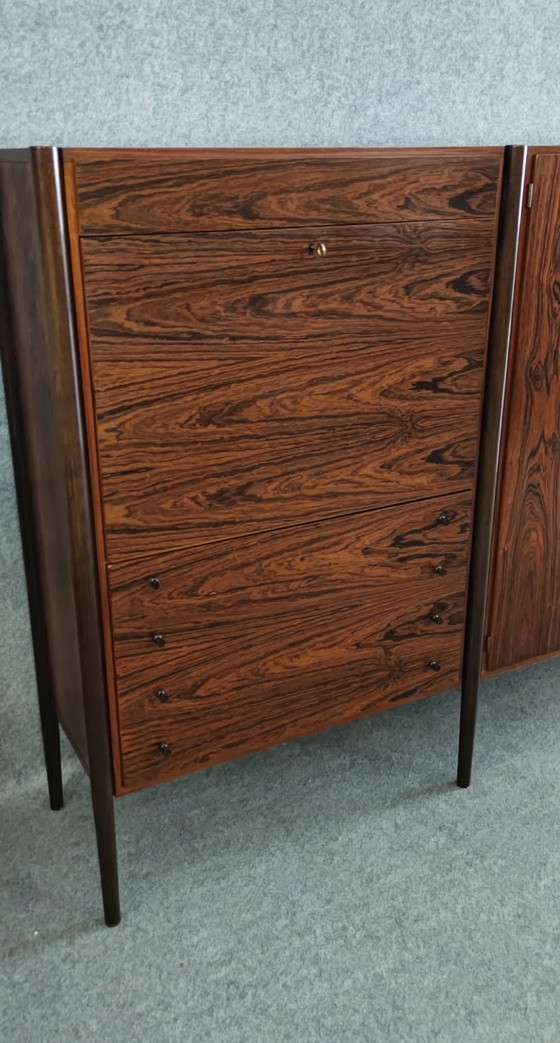 Image 1 of Highboard rosewood Mid - Century design sideboard chest of drawers 60s vintage teak