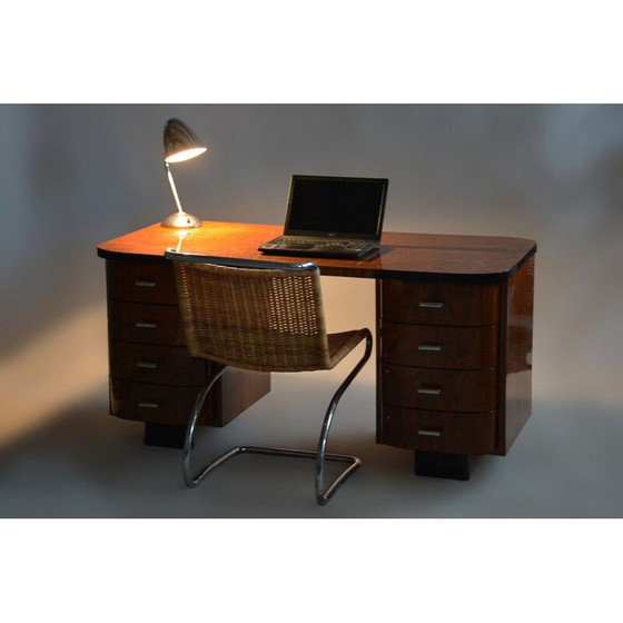 Image 1 of Vintage Art Deco walnut desk by J. Halabala for Up Závody, Czechoslovakia 1950