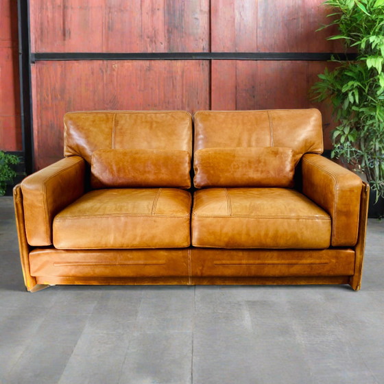 Image 1 of Baxter Arcon Italian design buffalo leather sofa Marco Milisich 1980