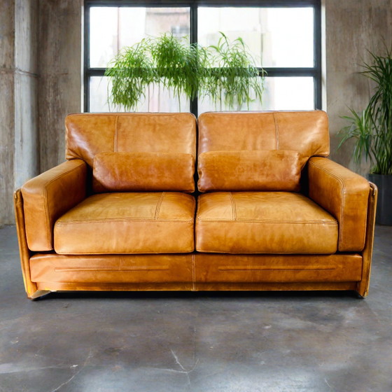 Image 1 of Baxter Arcon Italian design buffalo leather sofa Marco Milisich 1980