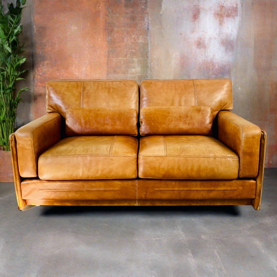 Image 1 of Baxter Arcon Italian design buffalo leather sofa Marco Milisich 1980