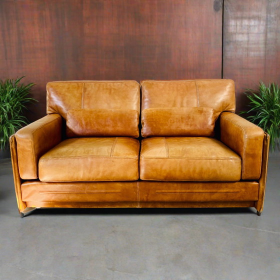 Image 1 of Baxter Arcon Italian design buffalo leather sofa Marco Milisich 1980