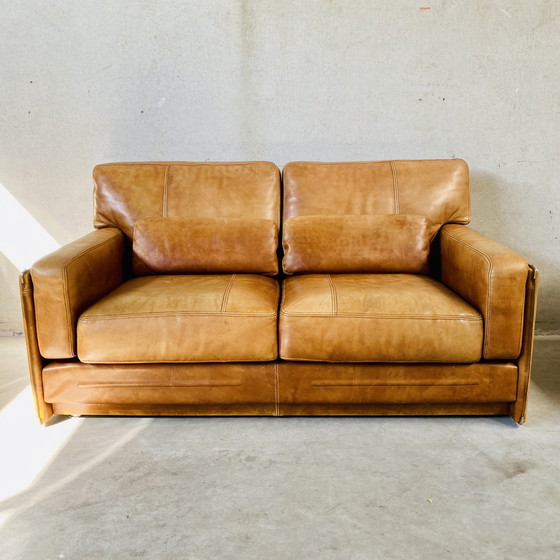 Image 1 of Baxter Arcon Italian design buffalo leather sofa Marco Milisich 1980