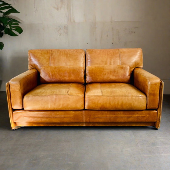 Image 1 of Baxter Arcon Italian design buffalo leather sofa Marco Milisich 1980