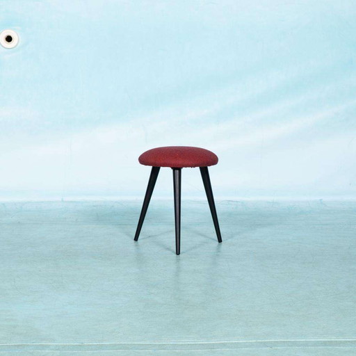 Sgabello vintage anni &#39;60 rivestito in tessuto Ploeg nuovo, pianoforte