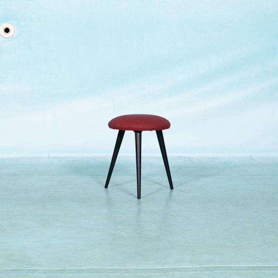 Image 1 of Vintage 1960s stool covered with new plow fabric, piano