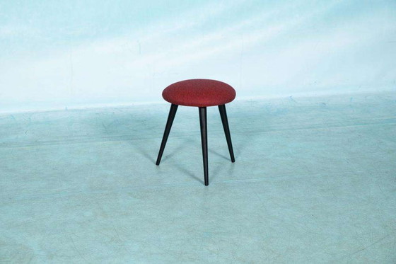 Image 1 of Vintage 1960s stool covered with new plow fabric, piano