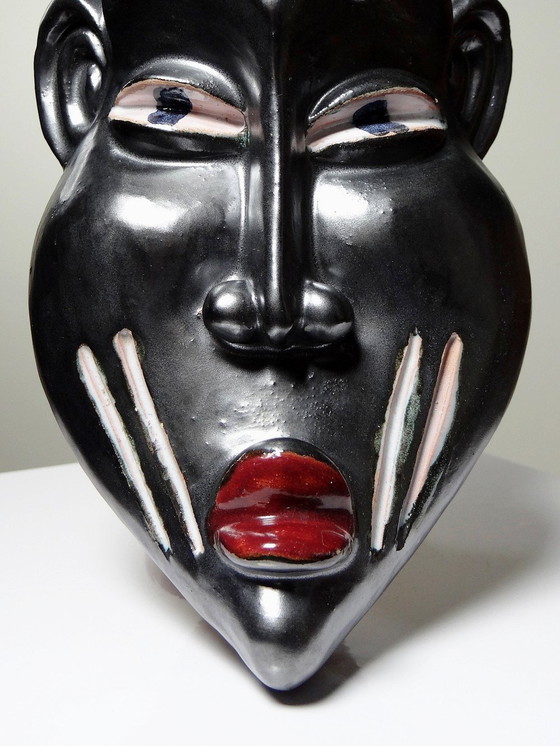 Image 1 of Enameled Ceramic Dan Style African Mask To Identify