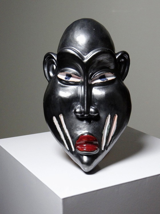 Image 1 of Enameled Ceramic Dan Style African Mask To Identify