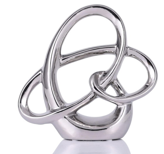 Image 1 of Modern Abstract Silver Ceramic Statue