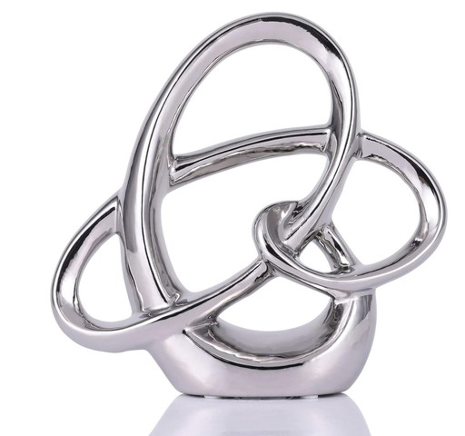 Modern Abstract Silver Ceramic Statue