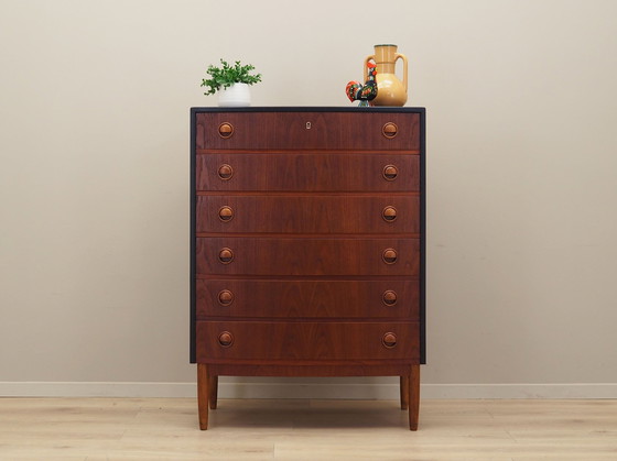 Image 1 of Teak Chest Of Drawers, Danish Design, 1960S, Designer: Kai Kristiansen, Manufacturer: Feldballes Møbelfabrik