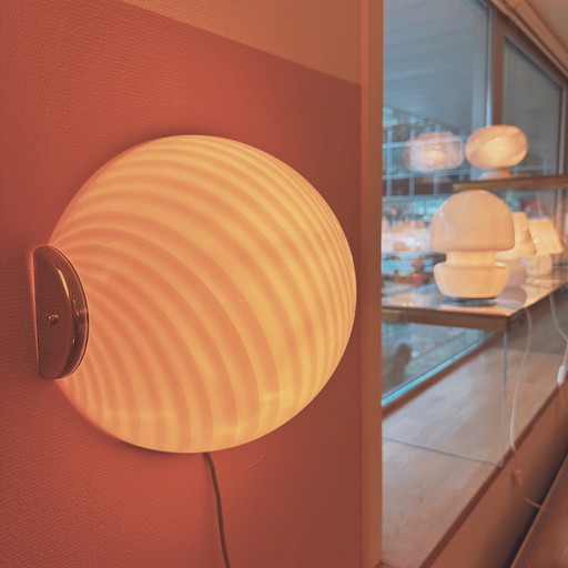 Oval Wall Or Ceiling Lamp Made From Murano Glass