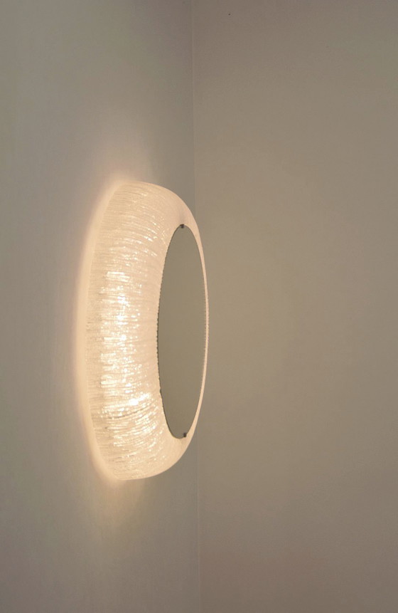 Image 1 of Mirror Of Erco Leuchten With Plastic Rim And Lighting , 1970s